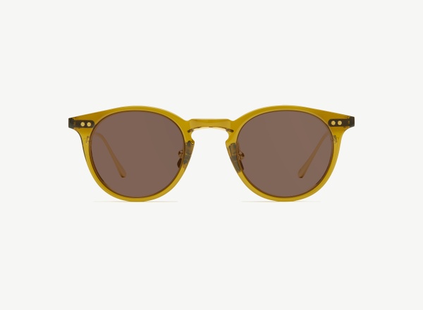 Front view of a pair of eyeglasses called the Lyricist in Olive