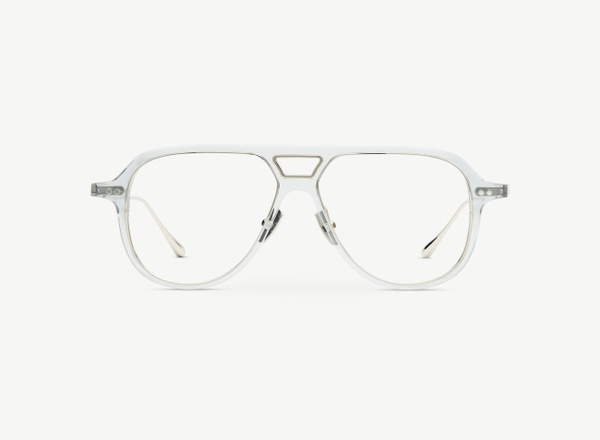 Front view of a pair of eyeglasses called the Aviator in Smoke