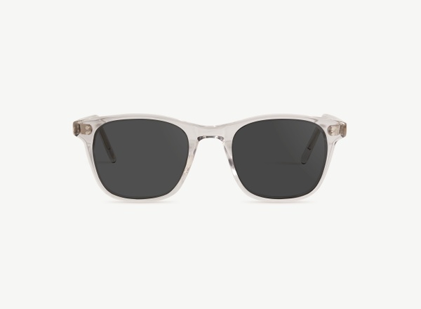 Front view of a pair of eyeglasses called the Bookworm in Smoke