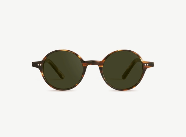 Front view of a pair of eyeglasses called the Visionary in Tobacco