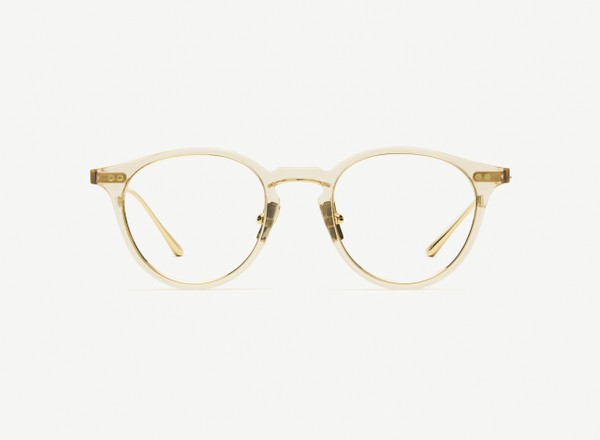 Front view of a pair of eyeglasses called the Lyricist in Nude