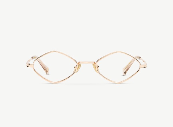 Front view of a pair of eyeglasses called the Trinity in Gold