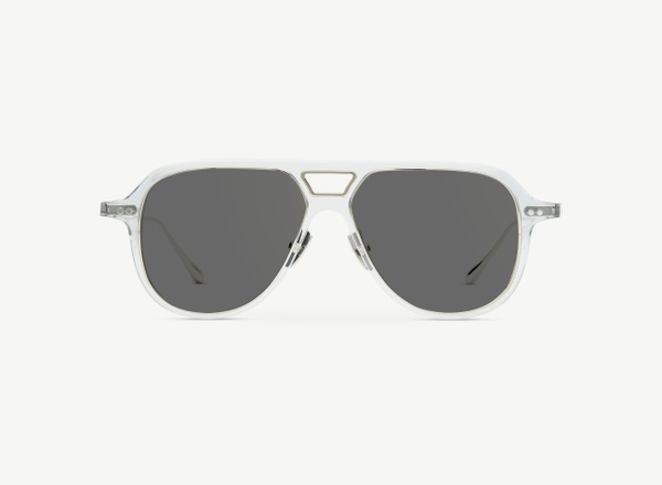 Front view of a pair of eyeglasses called the Aviator in Smoke