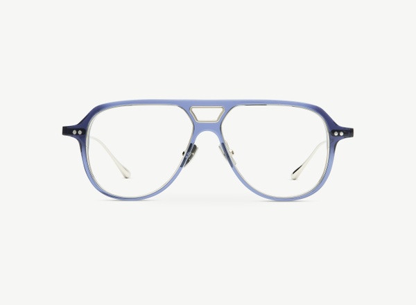 Front view of a pair of eyeglasses called the Aviator in Midnight