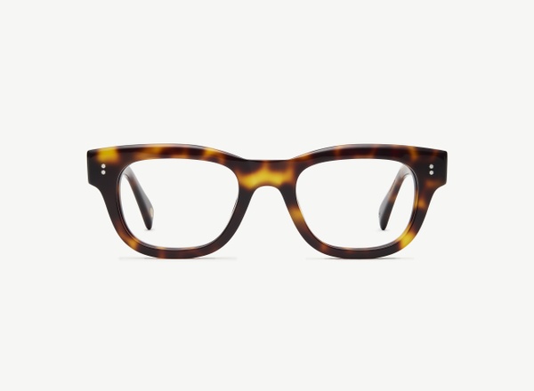 Front view of a pair of eyeglasses called the Navigator in Cognac