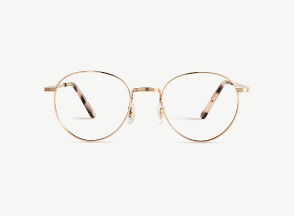 Front view of a pair of eyeglasses called the Prodigy in Rose Gold