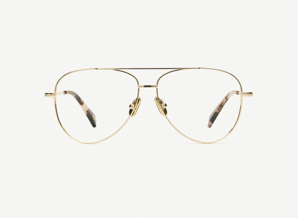 Front view of a pair of eyeglasses called the Soldier in Rose Gold