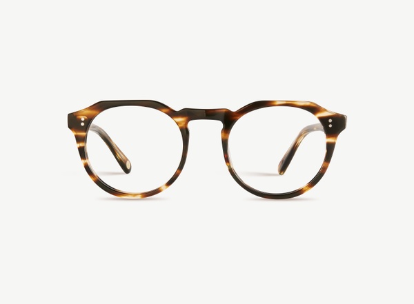 Front view of a pair of eyeglasses called the Sculptor in Tobacco