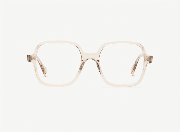Front view of a pair of eyeglasses called the Reporter in Nude