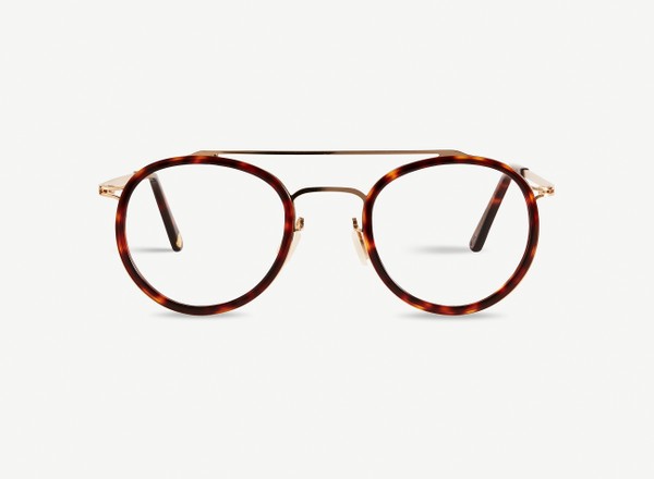 Front view of a pair of eyeglasses called the Player in Chocolate