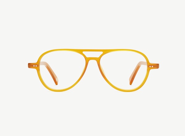 Front view of a pair of eyeglasses called the Radical in Marigold