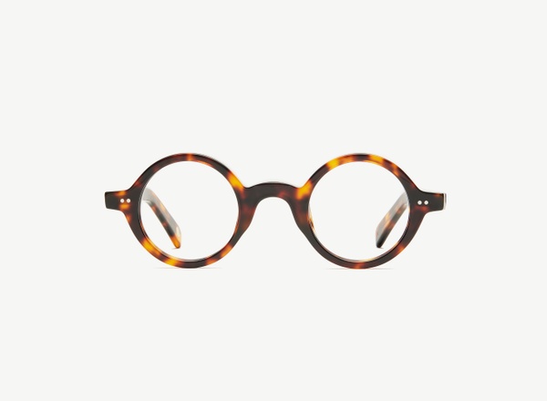 Front view of a pair of eyeglasses called the Poet in Tortoise