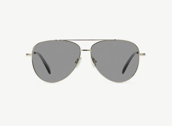 Front view of a pair of eyeglasses called the Soldier in Silver