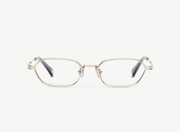 Front view of a pair of eyeglasses called the Agent in Silver
