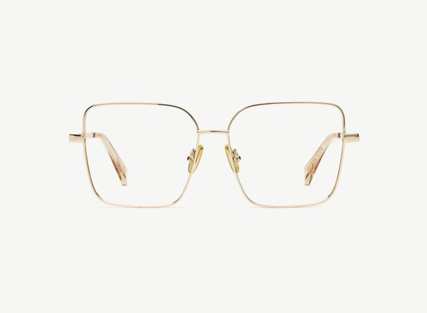 Front view of a pair of eyeglasses called the Writer in Gold