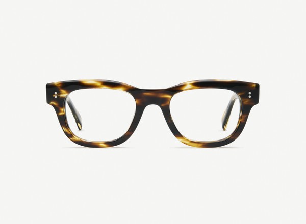 Front view of a pair of eyeglasses called the Navigator in Tobacco