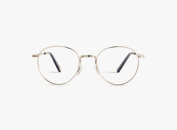 Front view of a pair of eyeglasses called the Prodigy in Silver