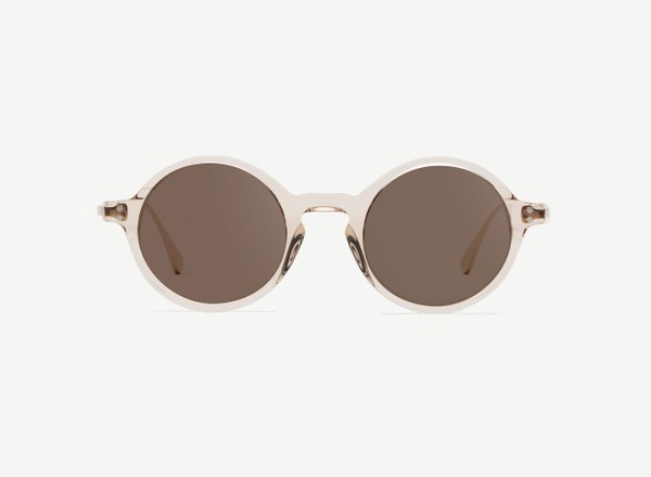 Front view of a pair of eyeglasses called the Curator in Nude