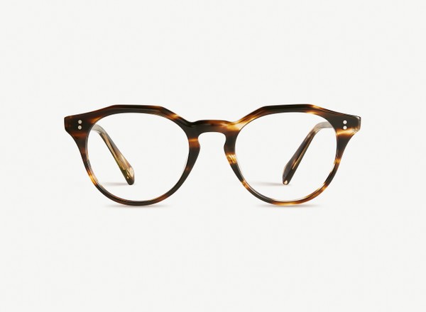 Front view of a pair of eyeglasses called the Maestro in Tobacco