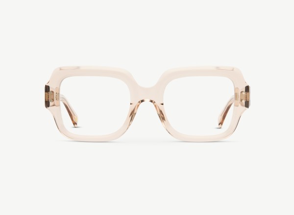 Front view of a pair of eyeglasses called the Provocateur in Nude