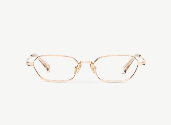 Front view of a pair of eyeglasses called the Agent in Gold