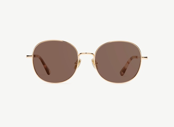 Front view of a pair of eyeglasses called the Guardian in Rose Gold