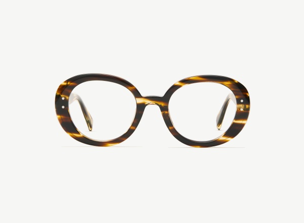 Front view of a pair of eyeglasses called the Collector in Tobacco