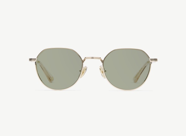 Front view of a pair of eyeglasses called the Scholar in Gold