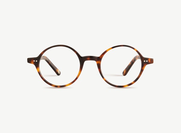 Front view of a pair of eyeglasses called the Visionary in Tortoise