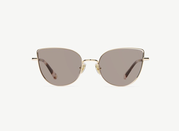 Front view of a pair of eyeglasses called the Charm in Rose Gold