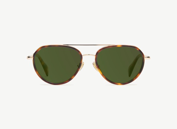 Front view of a pair of eyeglasses called the Voyager in Tortoise