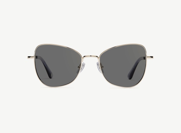 Front view of a pair of eyeglasses called the Muse in Silver