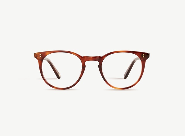 Front view of a pair of eyeglasses called the Parisian in Havana