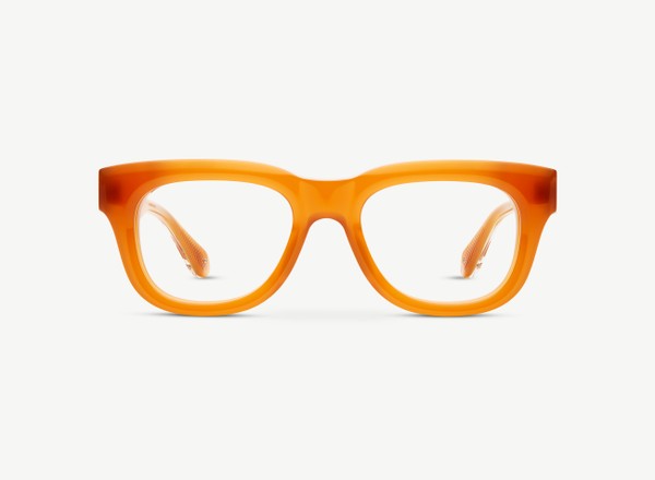 Front view of a pair of eyeglasses called the Tony in Terracotta