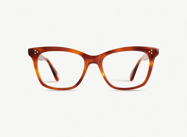 Front view of a pair of eyeglasses called the Model in Amber