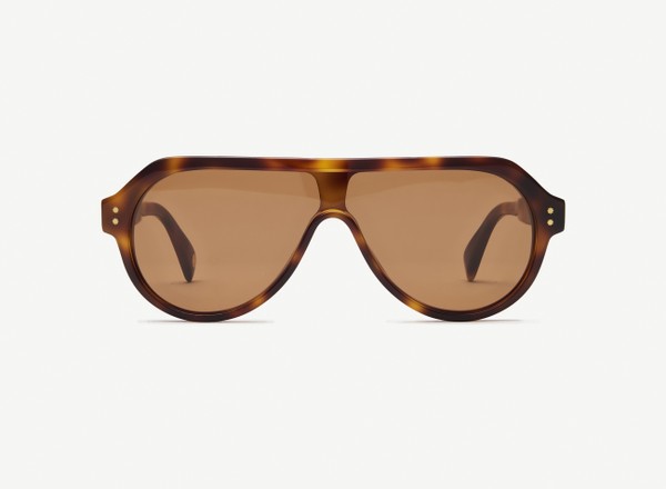 Front view of a pair of eyeglasses called the Seeker in Tortoise