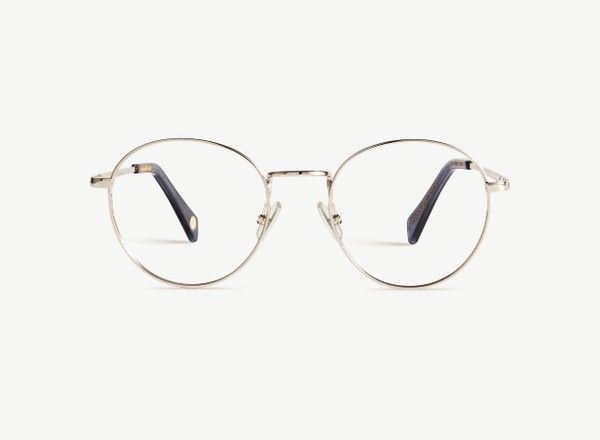 Front view of a pair of eyeglasses called the Virtuoso in Silver
