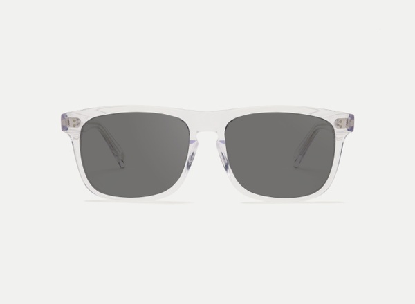 Front view of a pair of eyeglasses called the Captain in Crystal