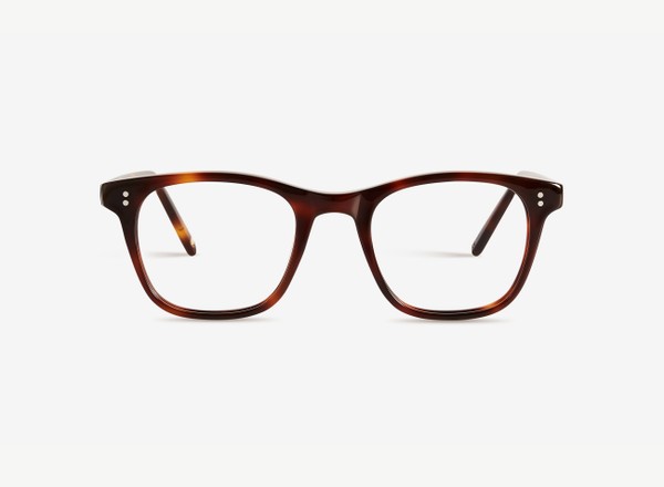 Front view of a pair of eyeglasses called the Bookworm in Cognac