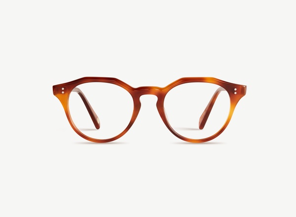 Front view of a pair of eyeglasses called the Maestro in Amber