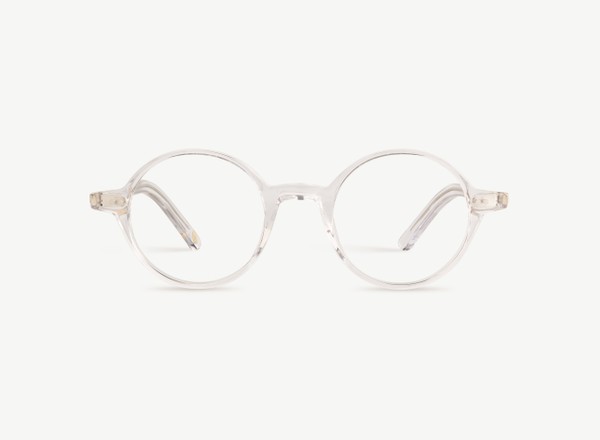 Front view of a pair of eyeglasses called the Visionary in Crystal