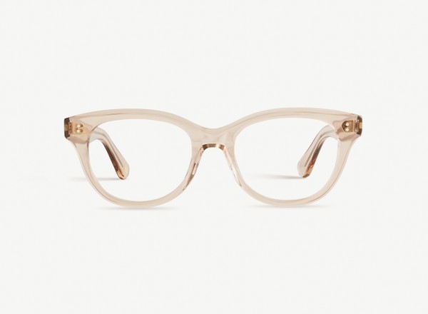 Front view of a pair of eyeglasses called the Soulmate in Nude
