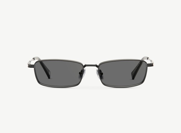 Front view of a pair of eyeglasses called the Analyst in Zirconium