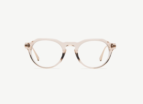 Front view of a pair of eyeglasses called the Editor in Nude