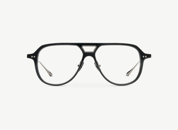 Front view of a pair of eyeglasses called the Aviator in Black