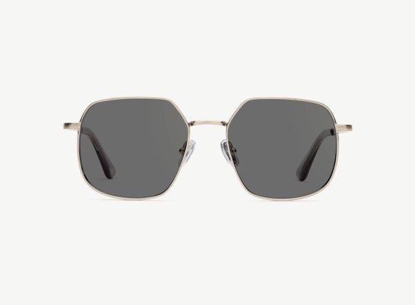 Front view of a pair of eyeglasses called the Maestra in Gunmetal