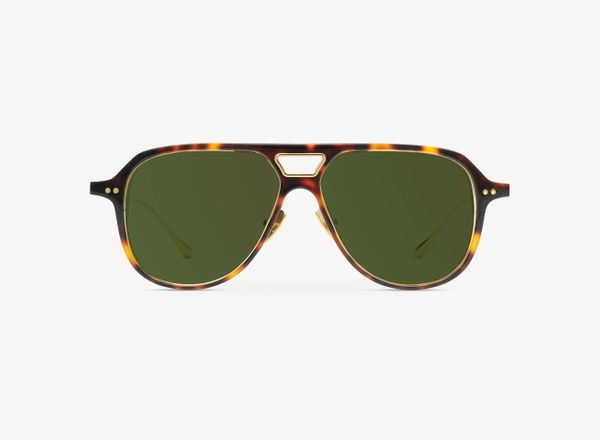 Front view of a pair of eyeglasses called the Aviator in Tortoise