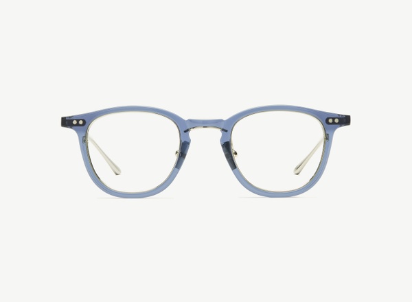 Front view of a pair of eyeglasses called the Critic in Midnight