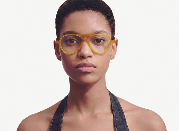 Front view of a pair of eyeglasses called the Radical in Marigold