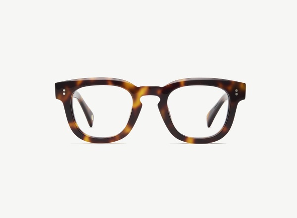Front view of a pair of eyeglasses called the Romeo in Cognac